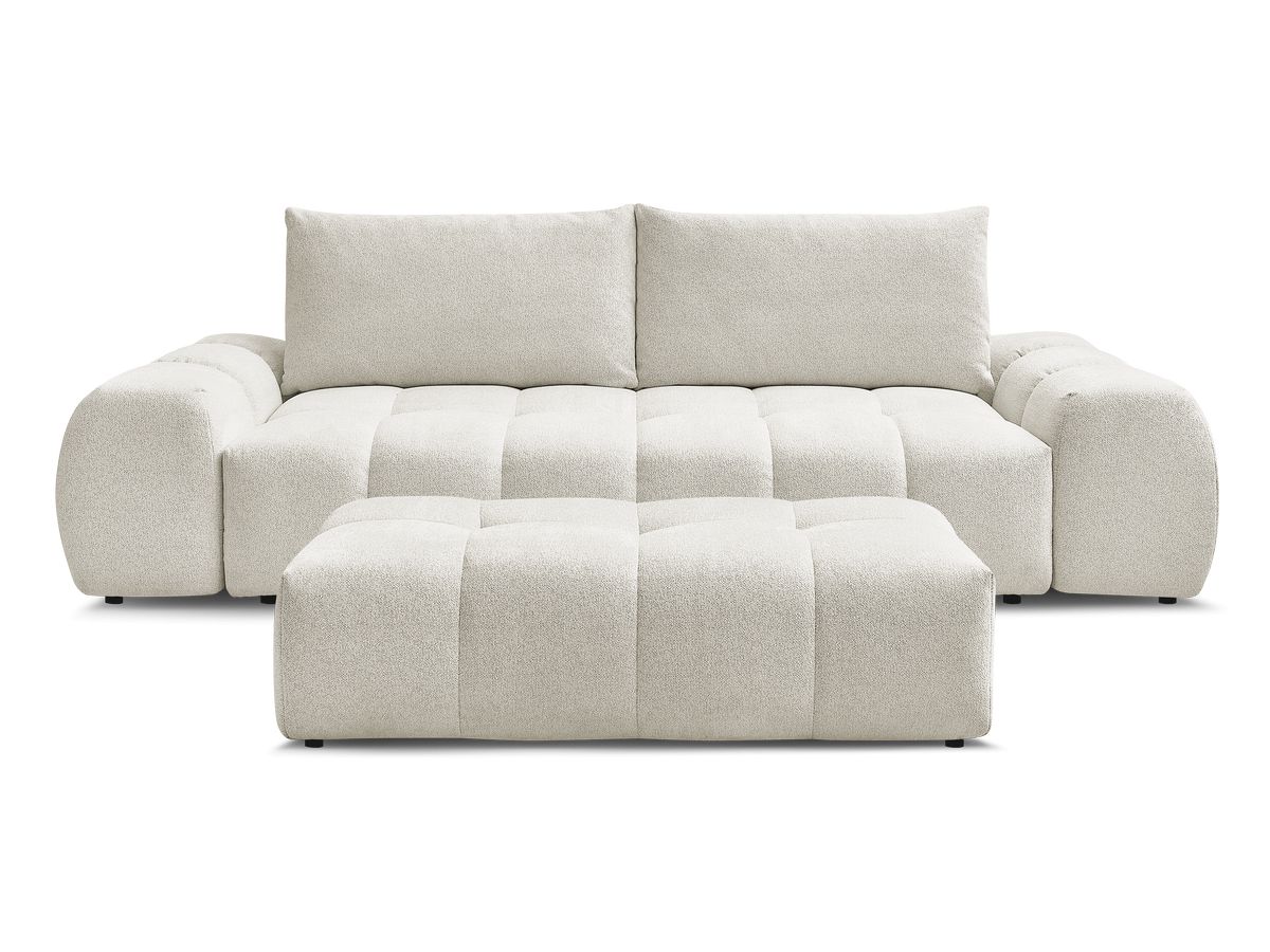 Canapé droit convertible coffre EVEREST tissu chiné avec pouf