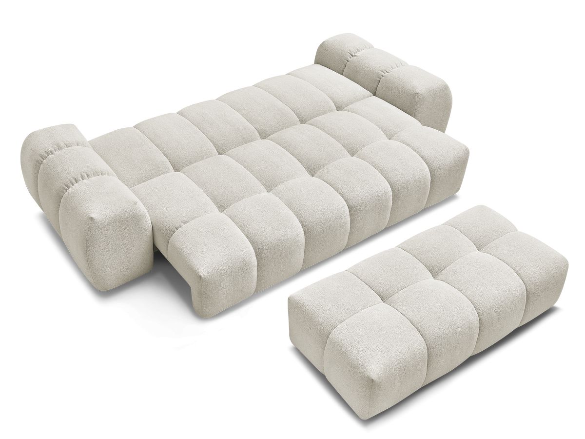 Canapé droit convertible coffre EVEREST tissu chiné avec pouf