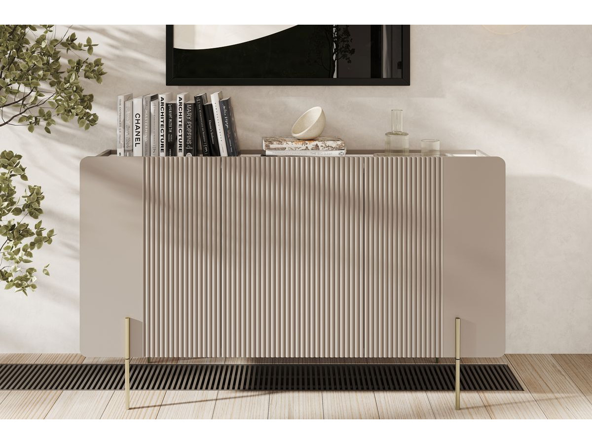MATHILDE set met 150 cm dressoir + 150 cm tv-meubel met marmerlook blad en gouden poten