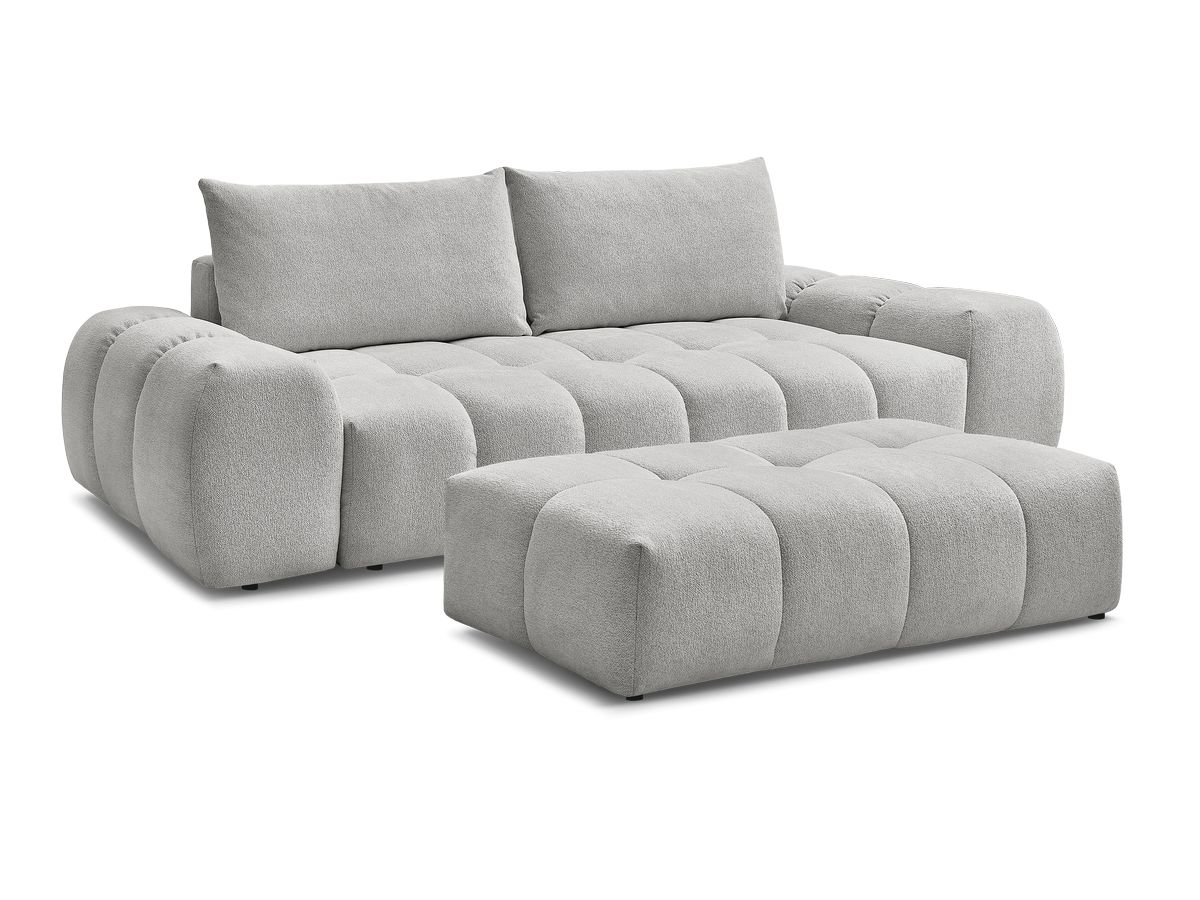 Canapé droit convertible coffre EVEREST tissu chiné avec pouf