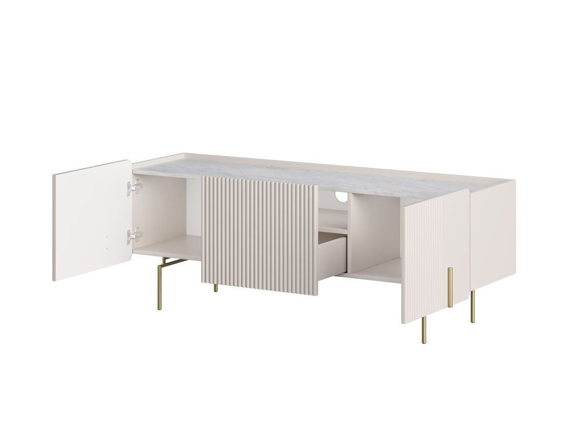 MATHILDE set met 150 cm dressoir + 150 cm tv-meubel met marmerlook blad en gouden poten