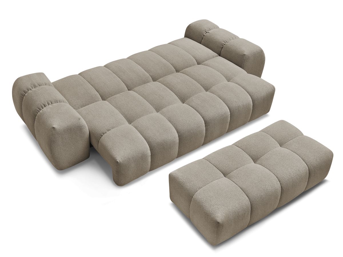 Canapé d'angle fixe EVEREST tissu chiné - Orange - Angle droit - 10 coussins
