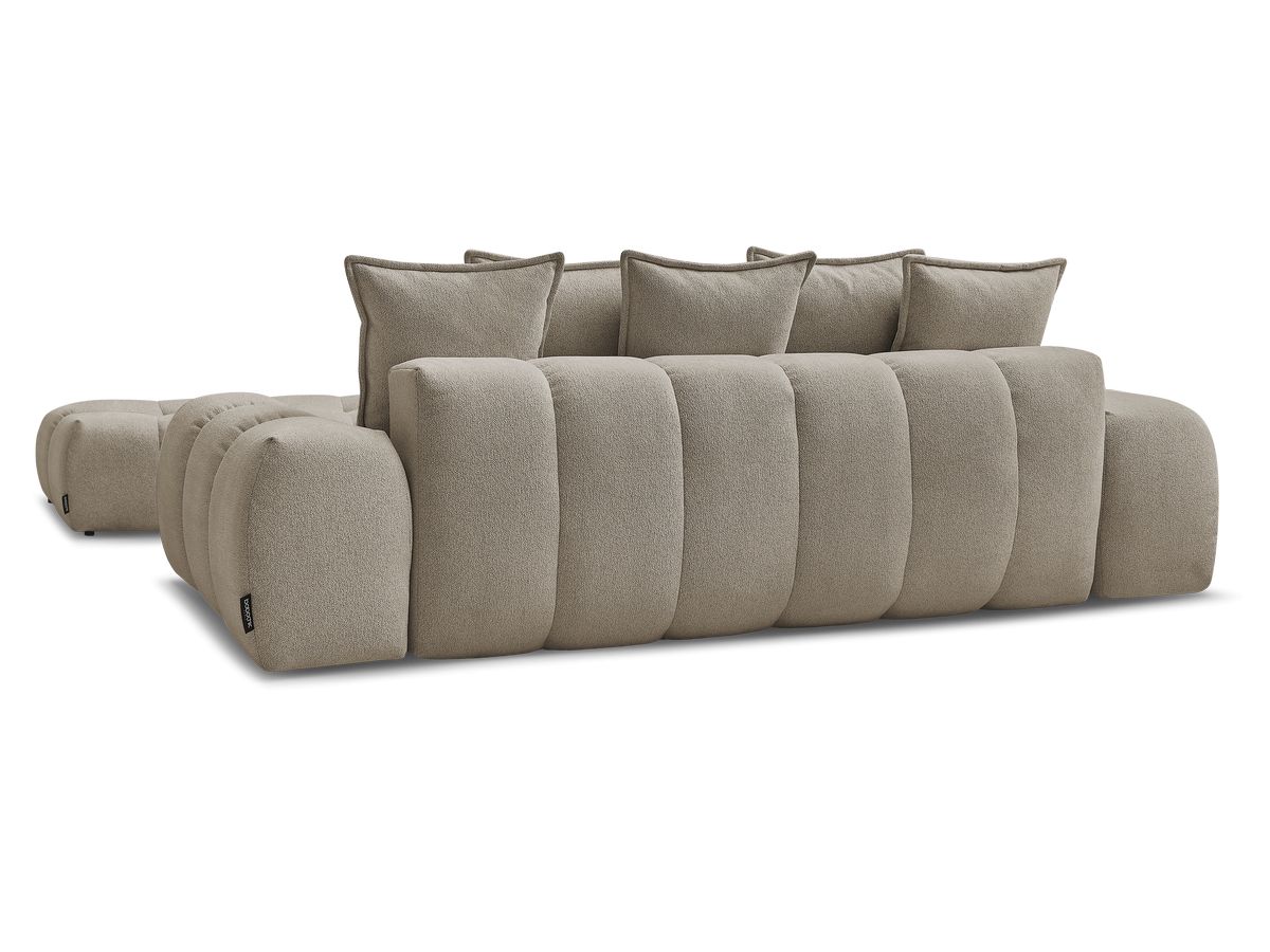 Canapé d'angle fixe EVEREST tissu chiné - Orange - Angle droit - 10 coussins