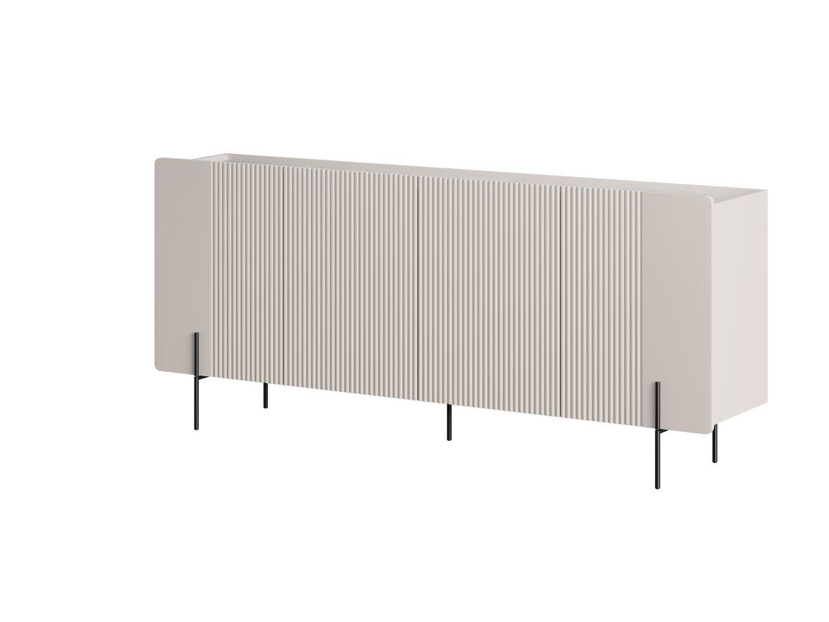 Ensemble MATHILDE avec buffet 200 cm + meuble TV 200 cm plateau effet marbre et pieds noirs