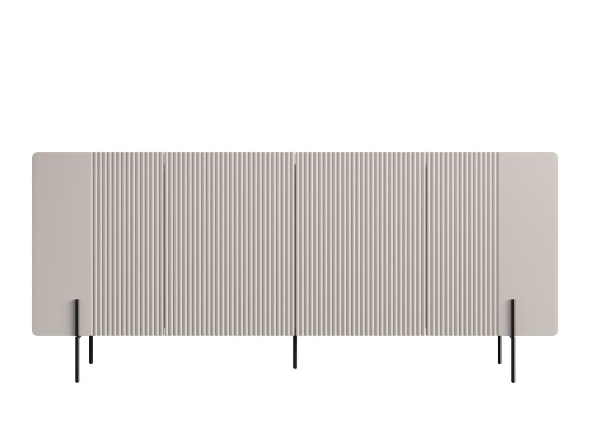 Ensemble MATHILDE avec buffet 200 cm + meuble TV 200 cm plateau effet marbre et pieds noirs beige — vue 5