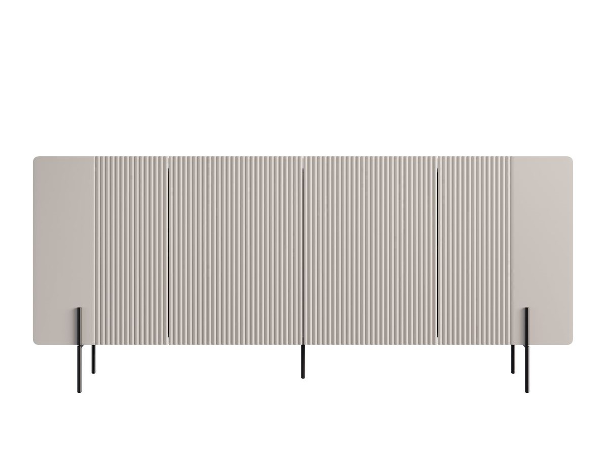 Ensemble MATHILDE avec buffet 200 cm + meuble TV 200 cm plateau effet marbre et pieds noirs