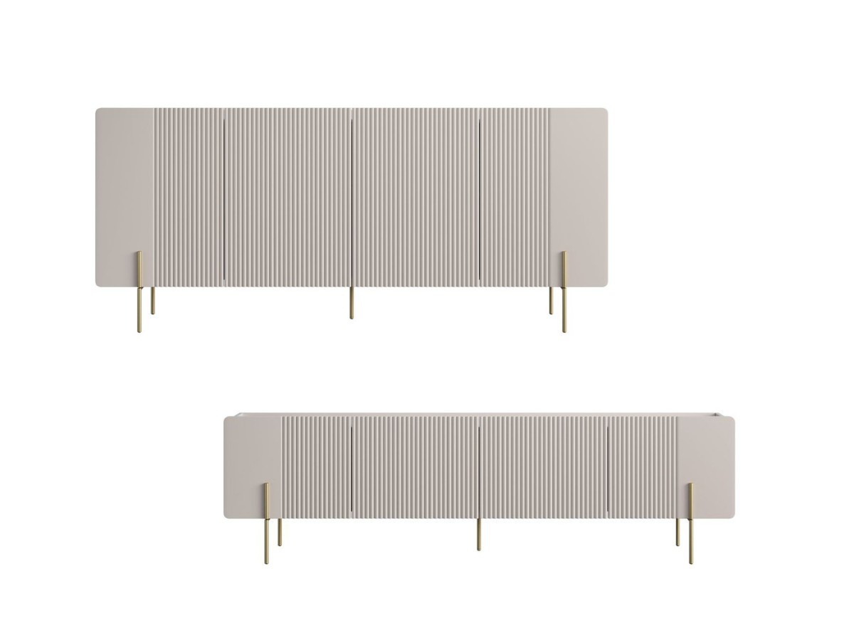 MATHILDE set met 200 cm dressoir + 200 cm tv-meubel met marmerlook blad en gouden poten