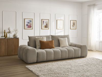 Canapé droit convertible coffre EVEREST tissu chiné