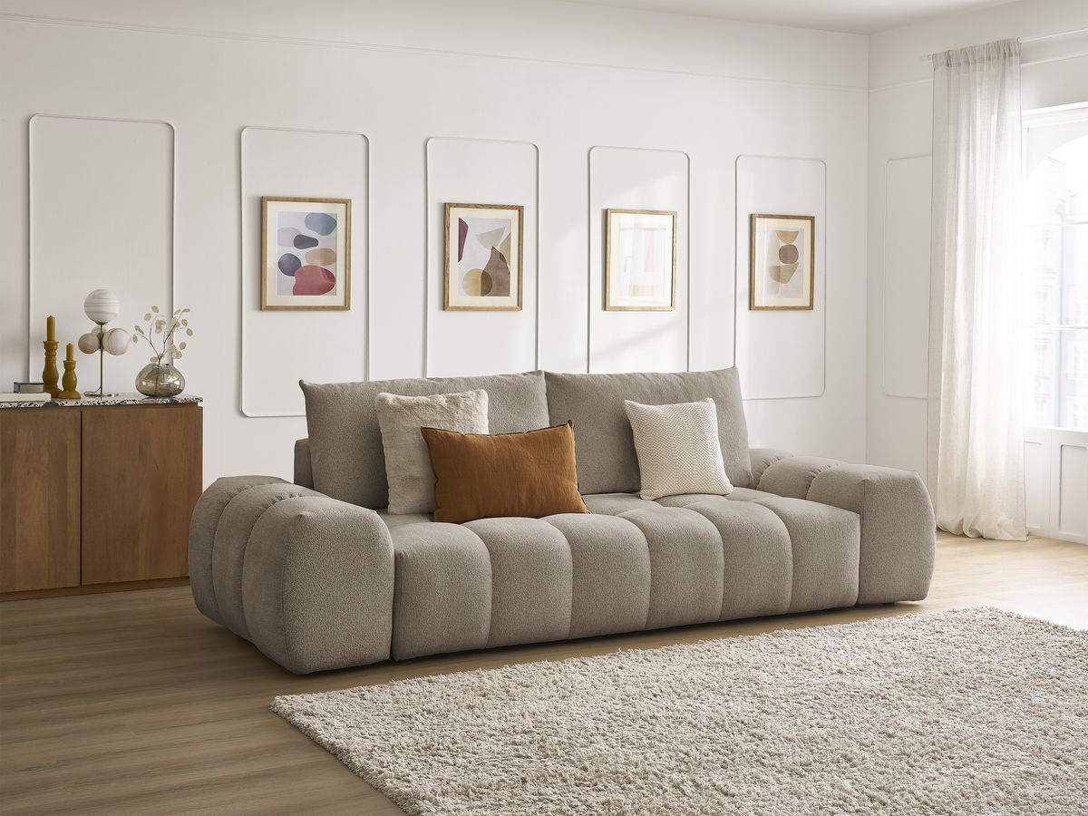 Canapé droit convertible coffre EVEREST tissu chiné