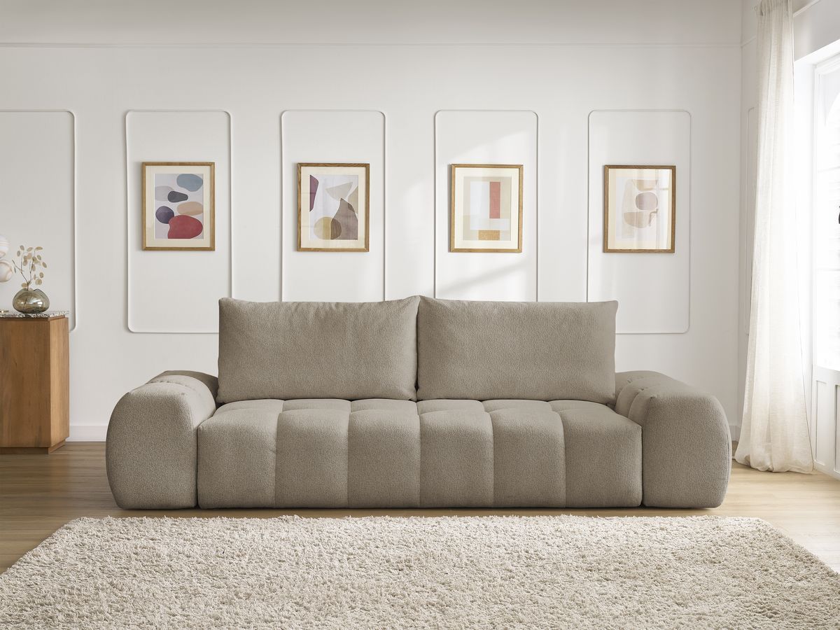 Canapé droit convertible coffre EVEREST tissu chiné