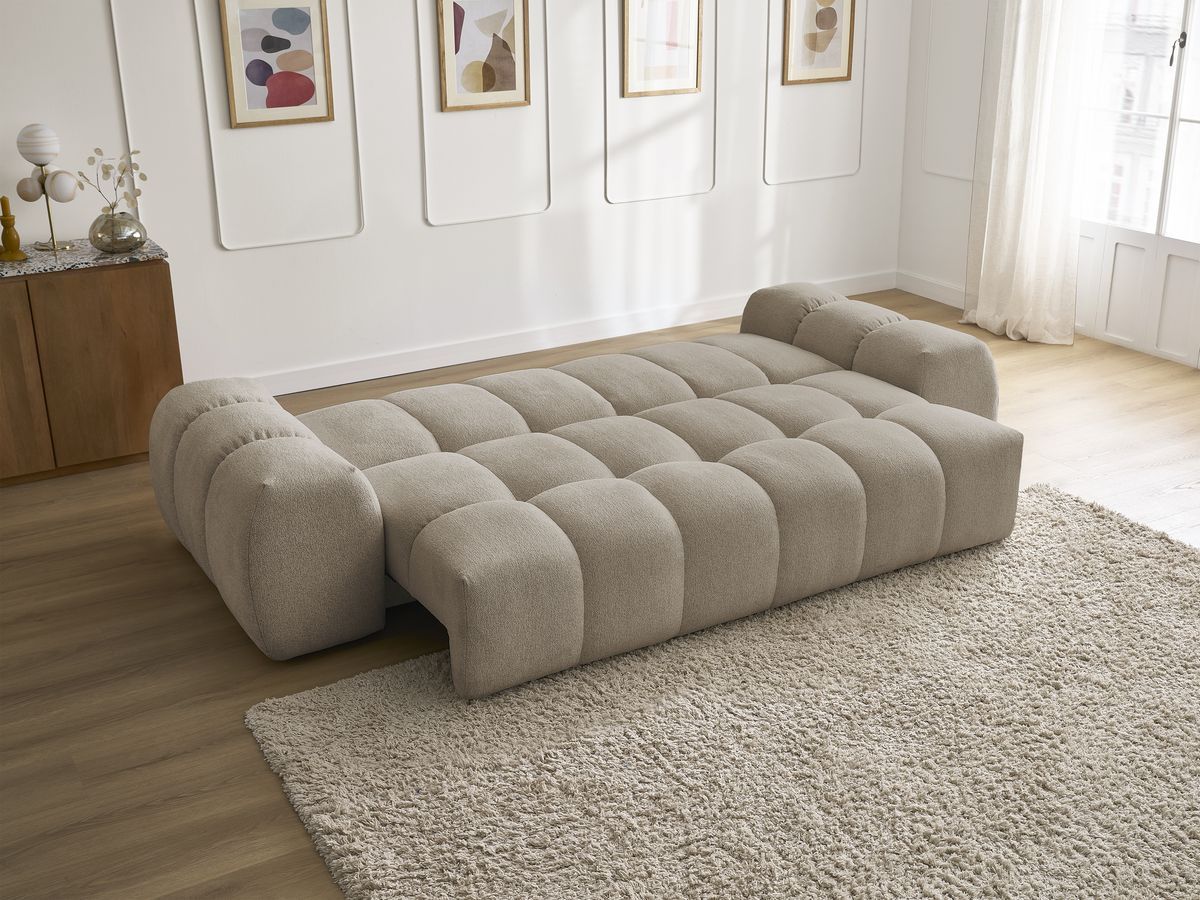 Canapé droit convertible coffre EVEREST tissu chiné