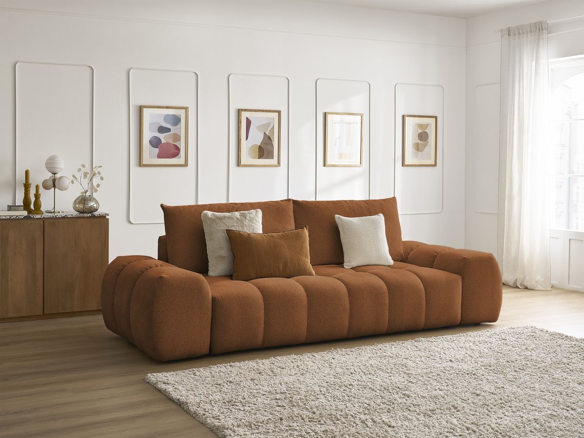 Canapé droit convertible coffre EVEREST tissu chiné