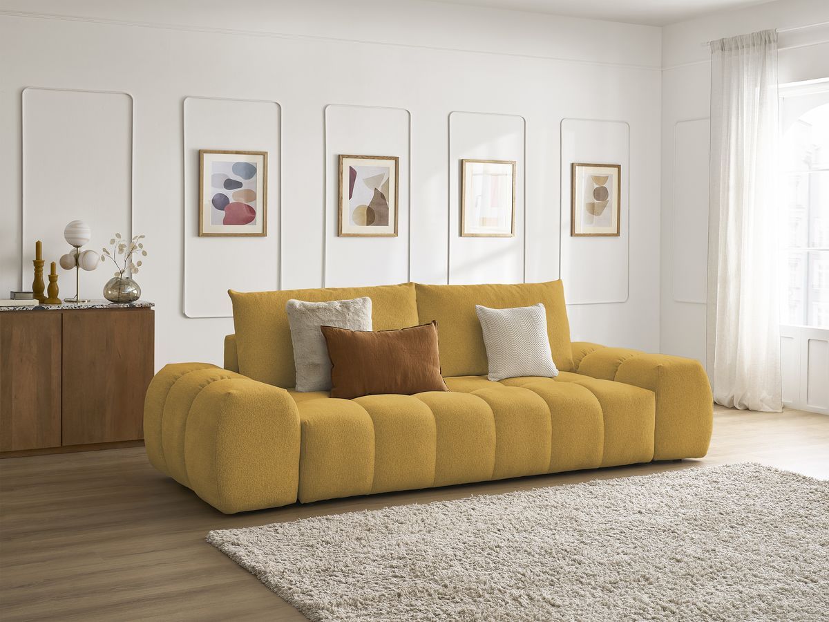 Canapé droit convertible coffre EVEREST tissu chiné