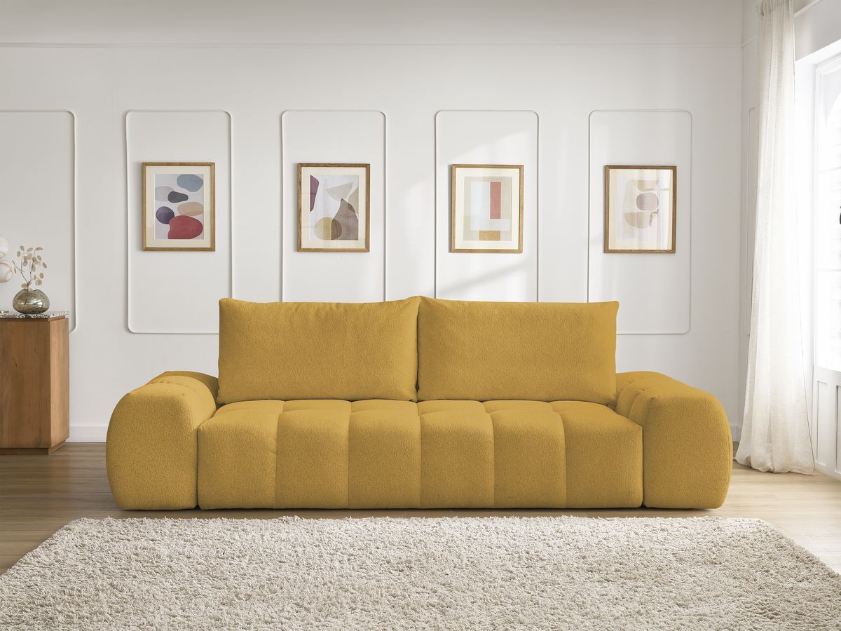 Canapé droit convertible coffre EVEREST tissu chiné