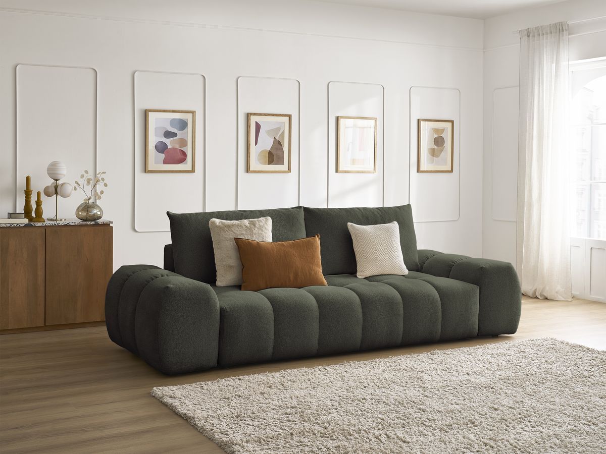 Canapé droit convertible coffre EVEREST tissu chiné