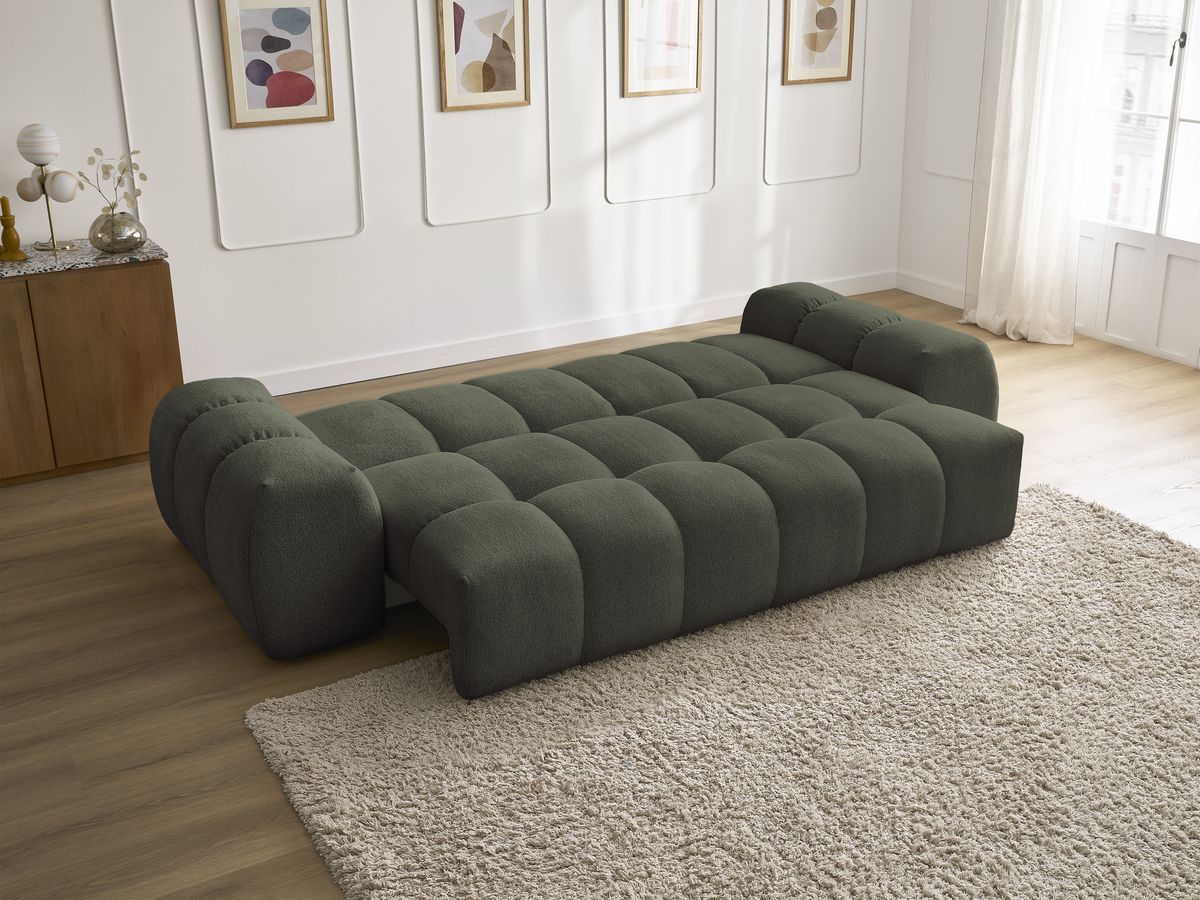 Canapé droit convertible coffre EVEREST tissu chiné