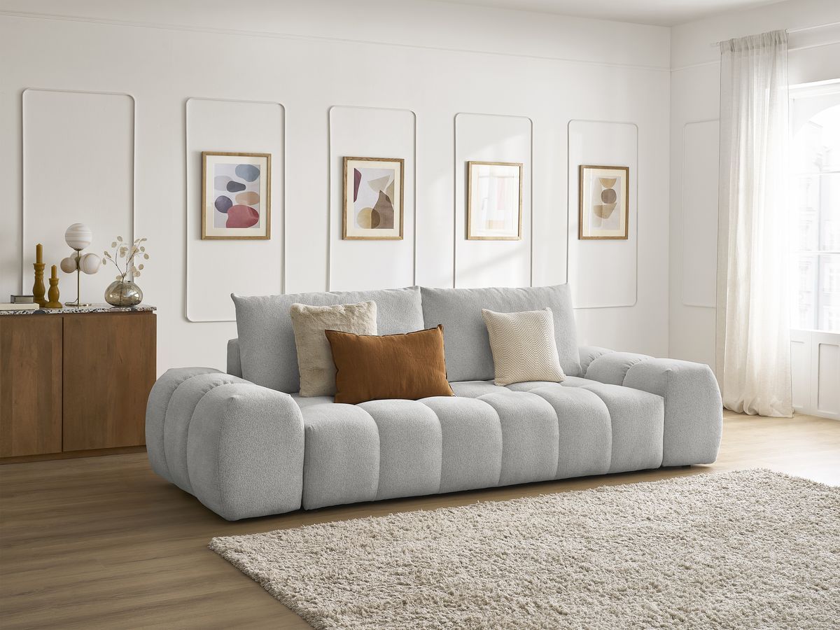 Canapé droit convertible coffre EVEREST tissu chiné