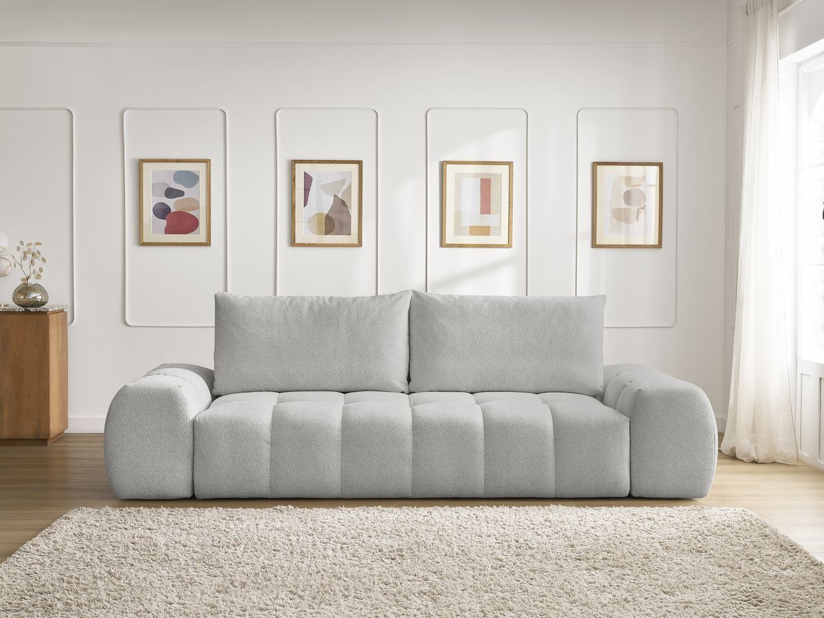 Canapé droit convertible coffre EVEREST tissu chiné