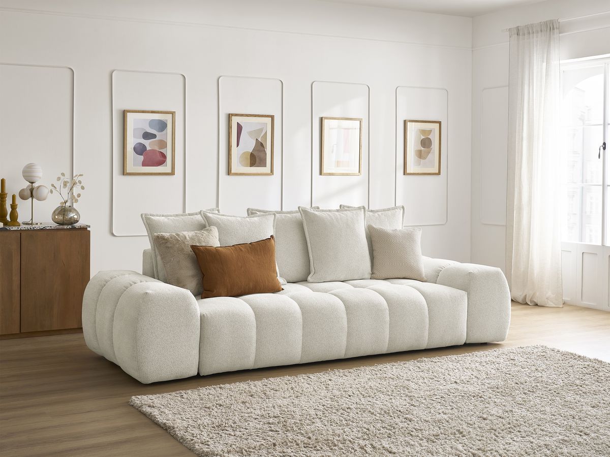 Canapé droit convertible coffre EVEREST tissu chiné