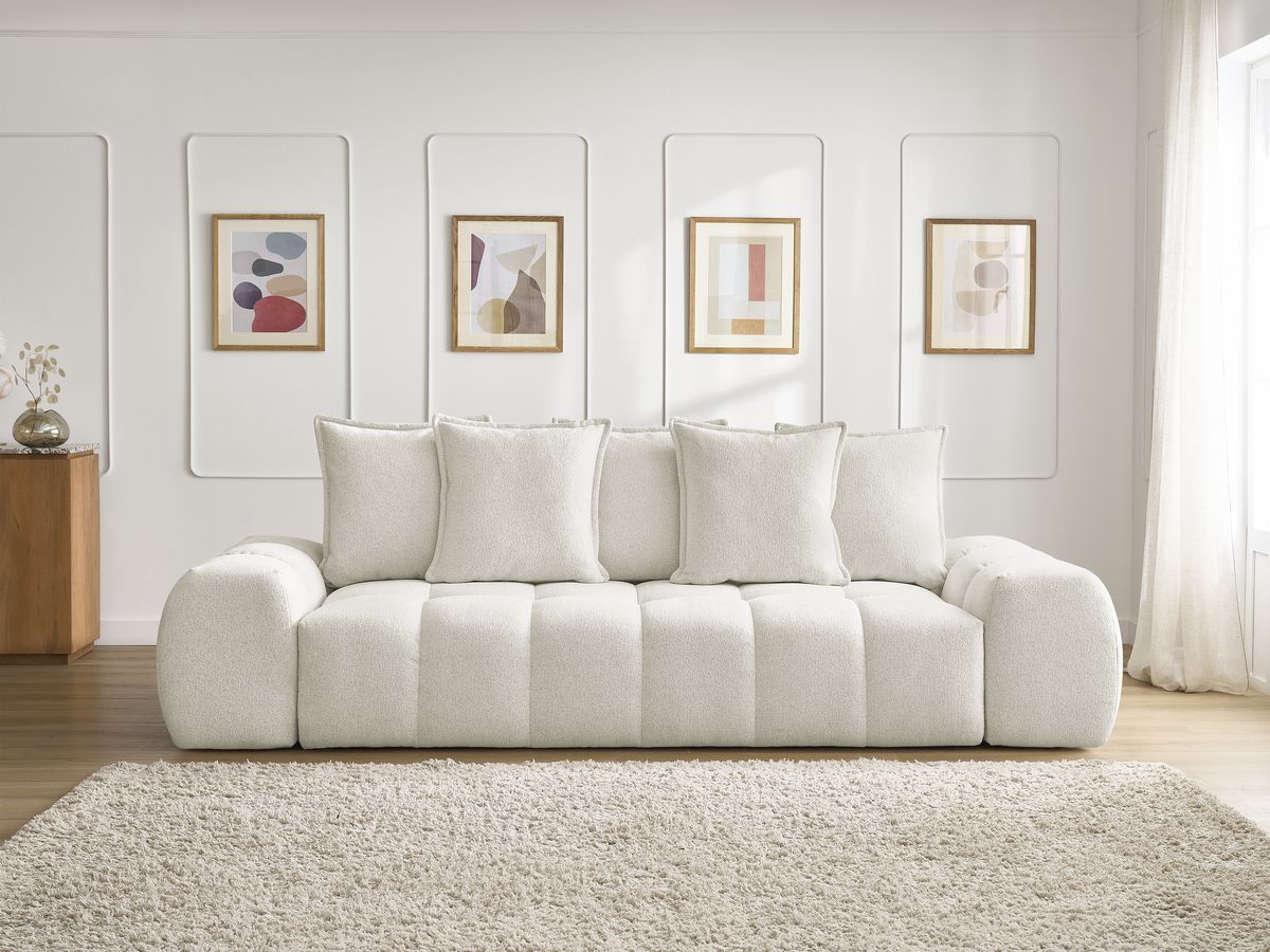 Canapé droit convertible coffre EVEREST tissu chiné