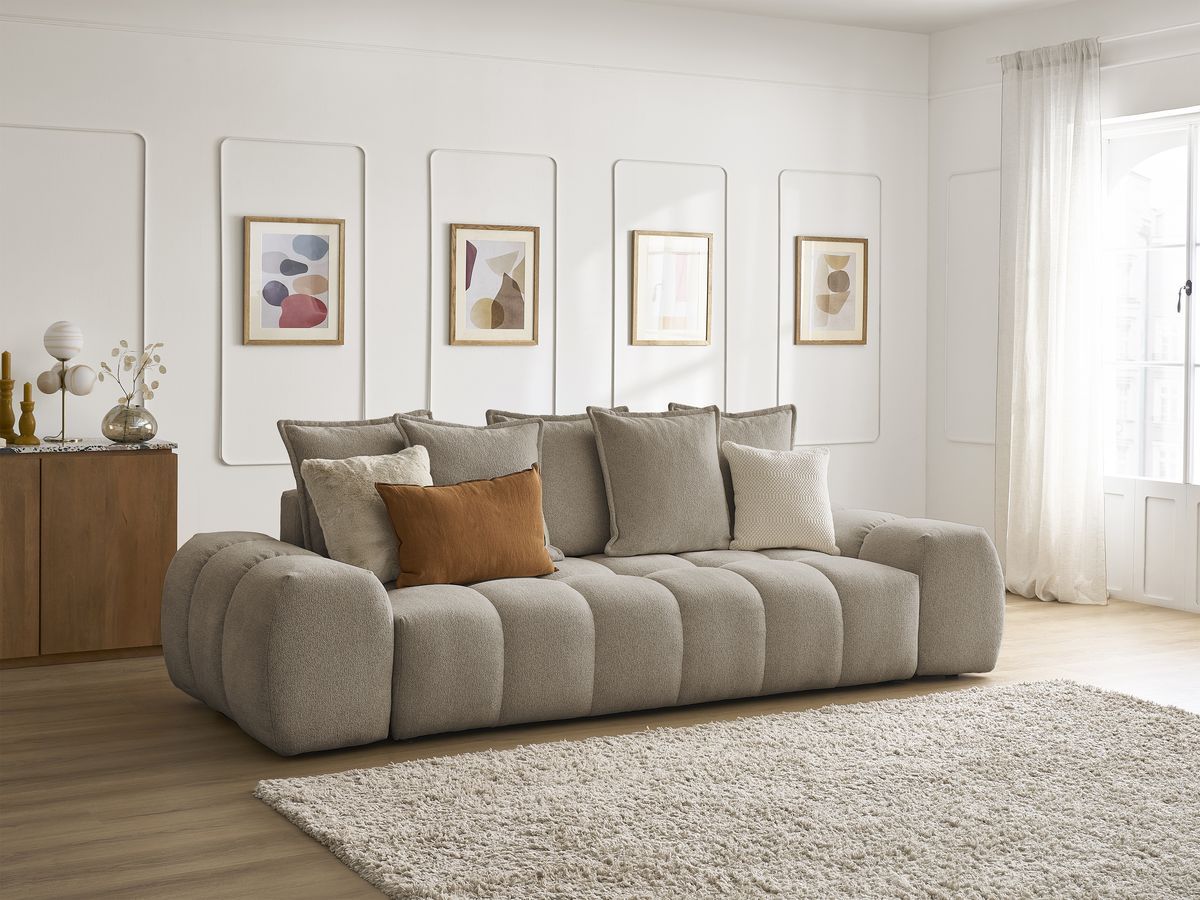 Canapé droit convertible coffre EVEREST tissu chiné