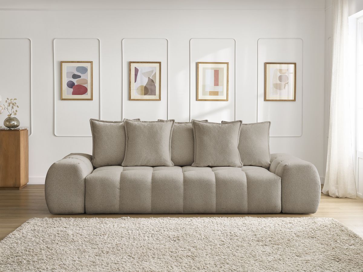 Canapé droit convertible coffre EVEREST tissu chiné