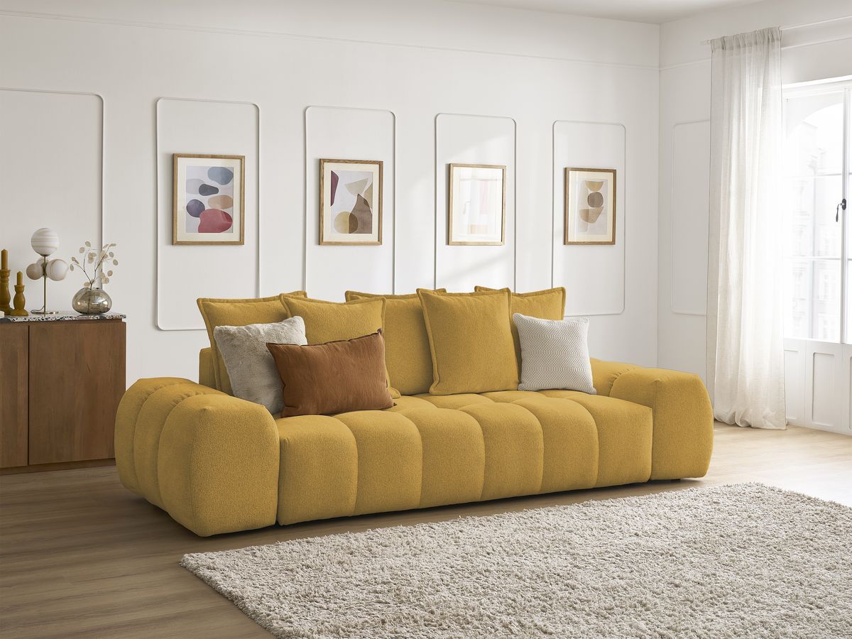 Canapé droit convertible coffre EVEREST tissu chiné