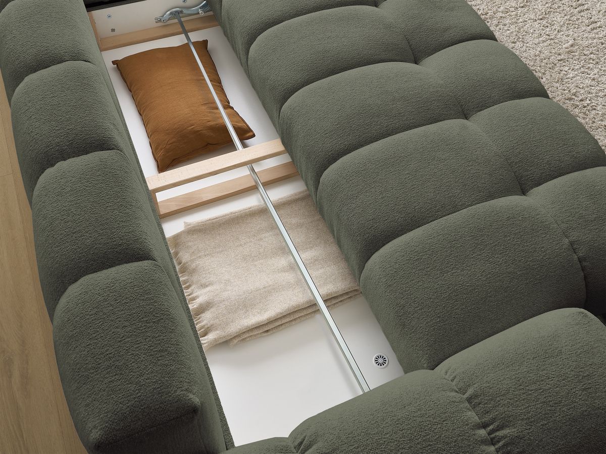 Canapé droit convertible coffre EVEREST tissu chiné