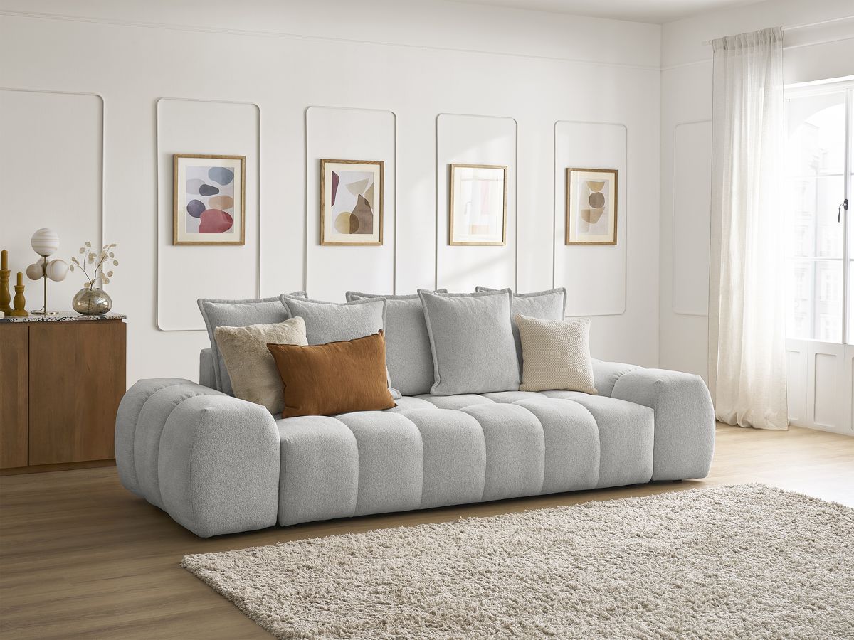 Canapé droit convertible coffre EVEREST tissu chiné