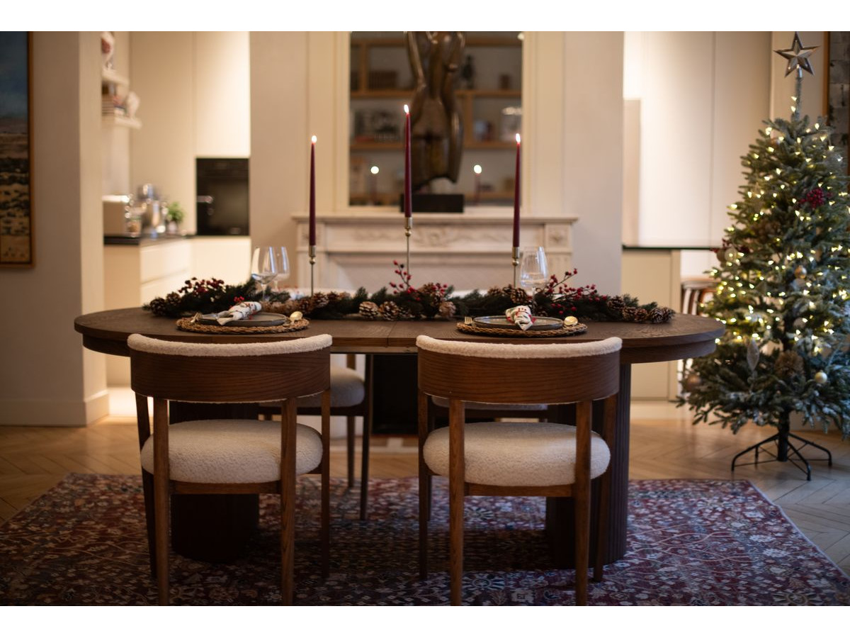 Lot de 2 chaises BASTIDE placage chêne massif et bouclette marron foncé — vue 6