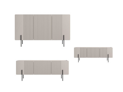 Ensemble MATHILDE avec buffet 150 cm + meuble TV 150 cm + table basse 100 cm plateau effet marbre et pieds noirs