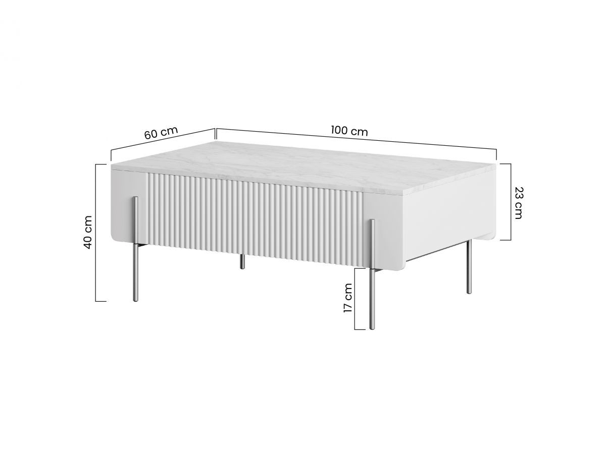 MATHILDE set met 150 cm dressoir + 150 cm tv-meubel + 100 cm salontafel met marmerlook blad en zwarte poten