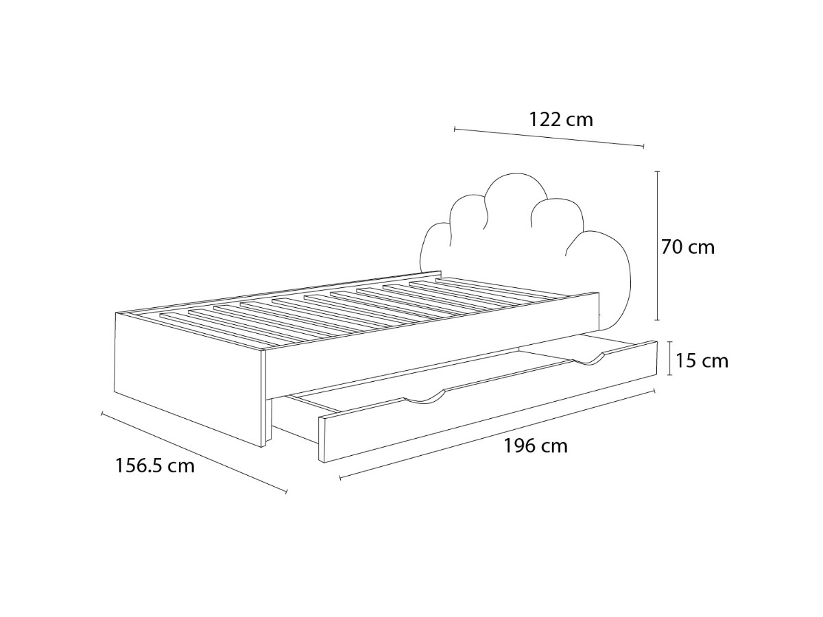 DEOTILLE kinderbed met massieve lattenbodem en lade