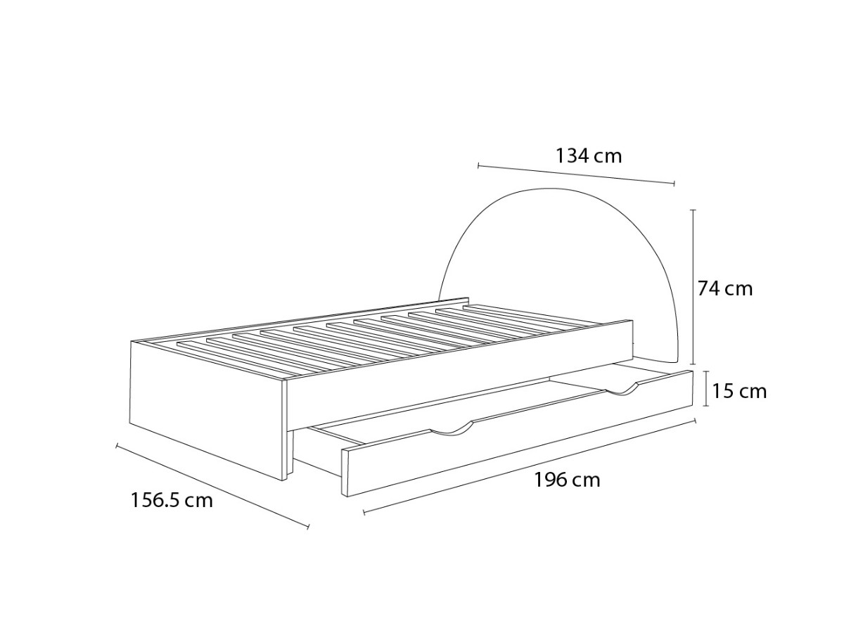 BRANDY kinderbed met massieve lattenbodem en lade