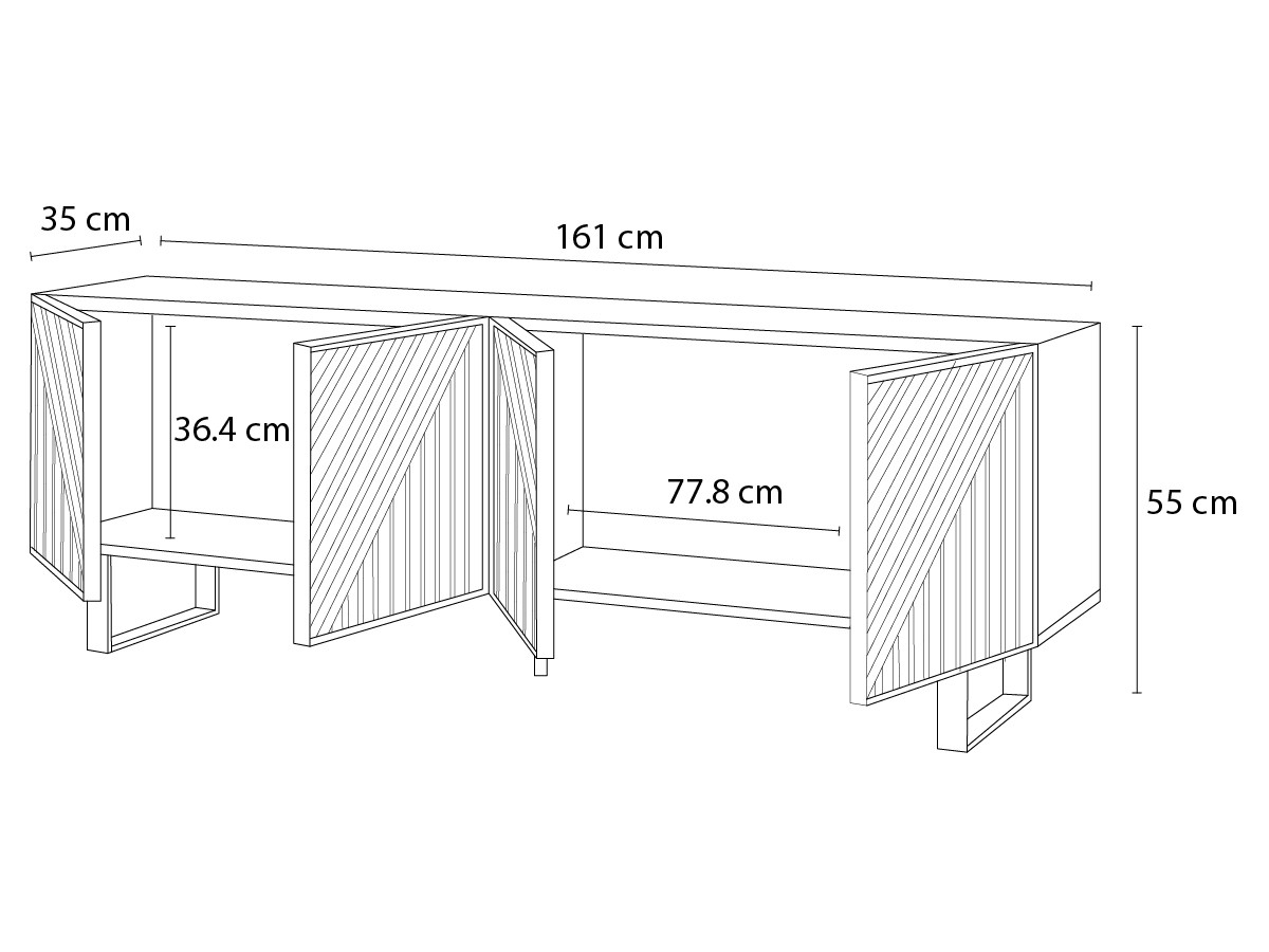ALAIA TV-meubel 4 deuren 161 cm eikeneffect