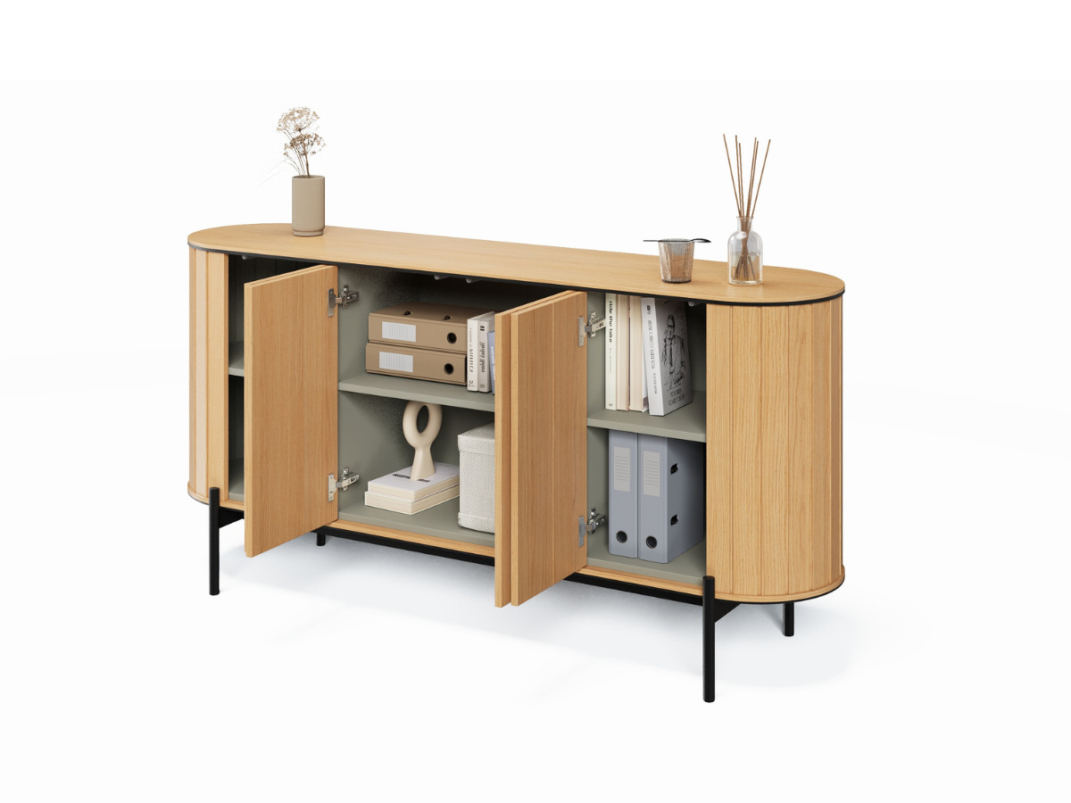 Ensemble AMBOISE avec buffet arrondi 168 cm + meuble TV 168 cm couleur chêne