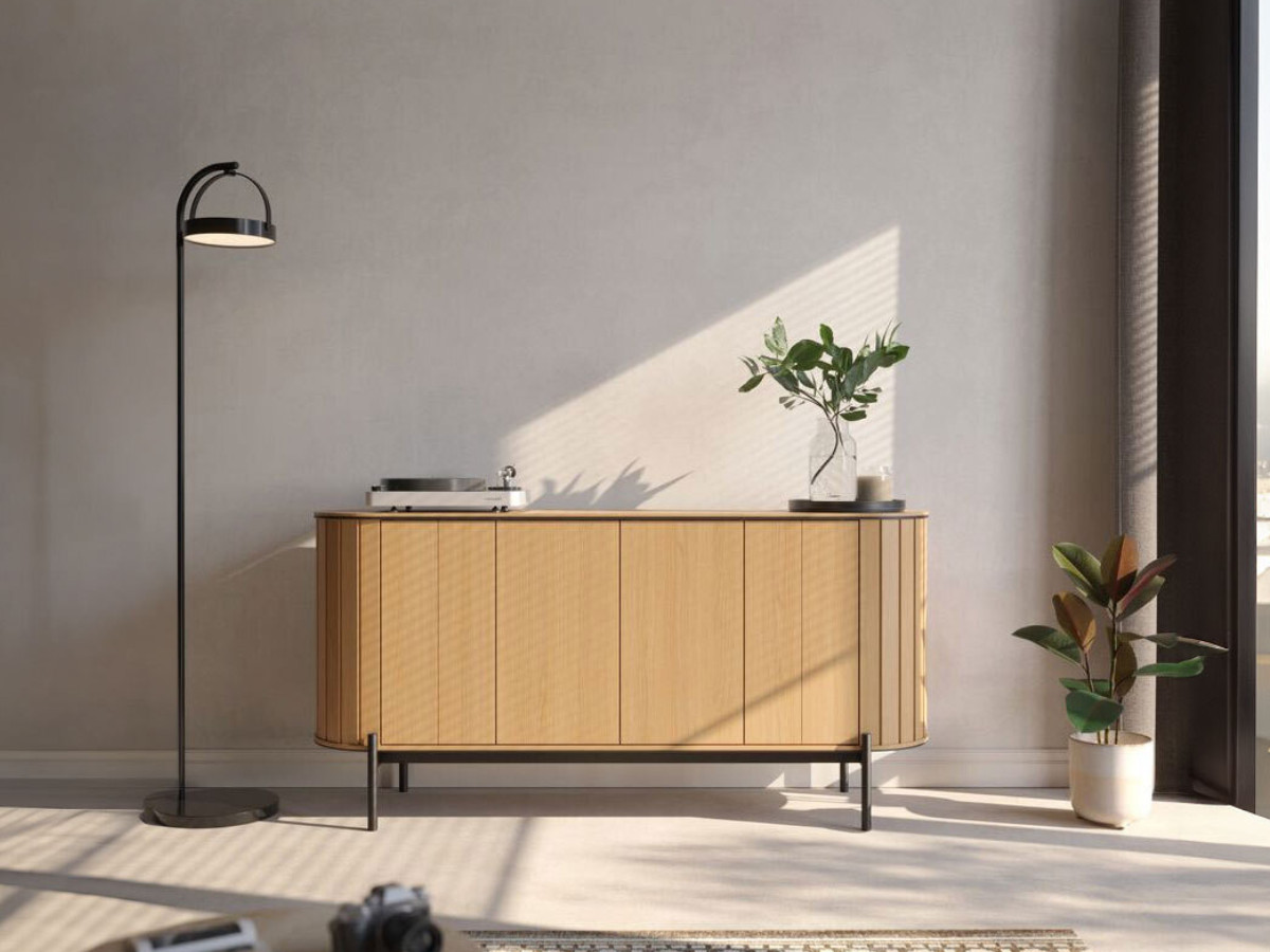 Ensemble AMBOISE avec buffet arrondi 168 cm + meuble TV 168 cm couleur chêne