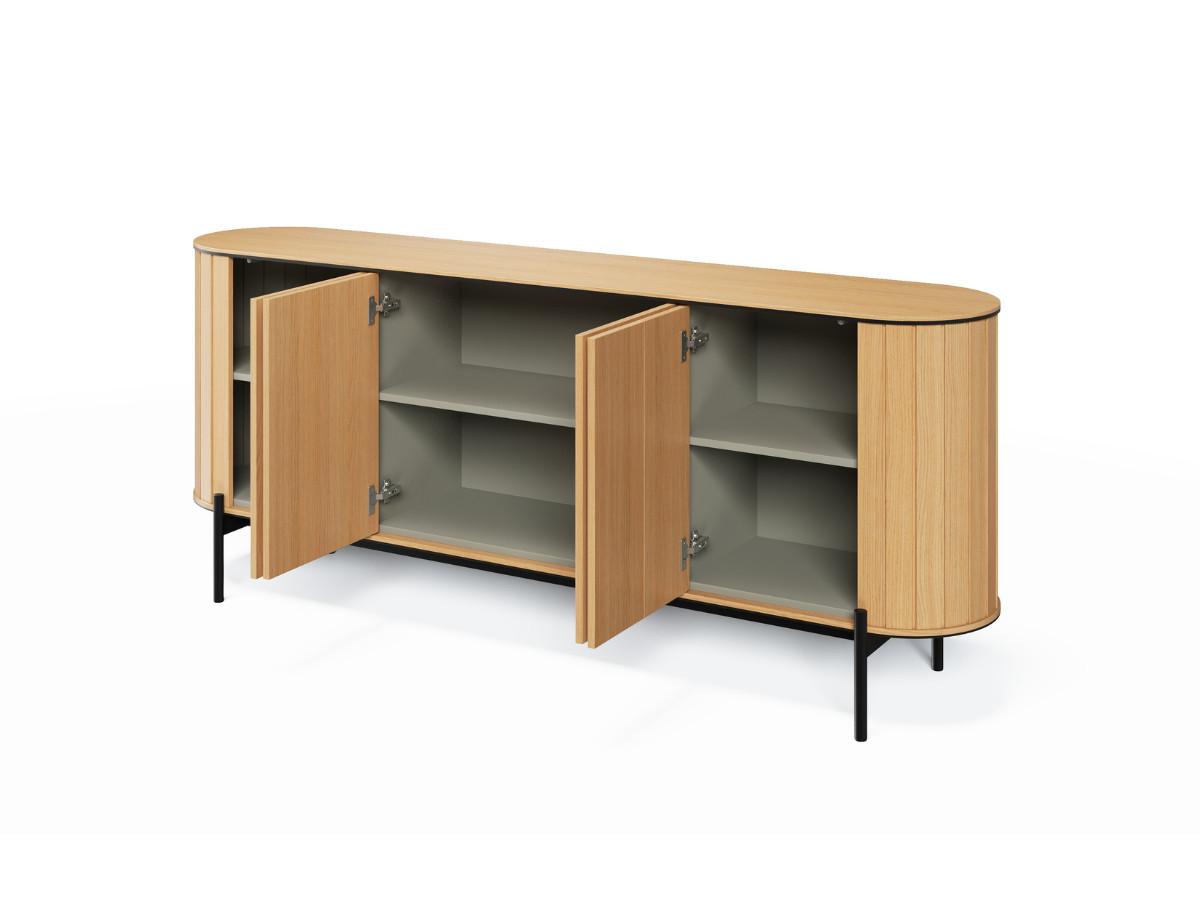 Ensemble AMBOISE avec buffet arrondi 200 cm + meuble TV 200 cm couleur chêne