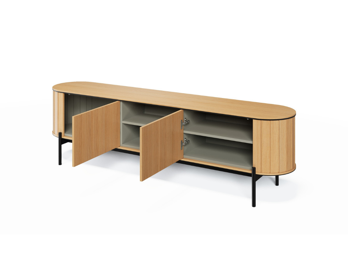 Ensemble AMBOISE avec buffet arrondi 200 cm + meuble TV 200 cm couleur chêne