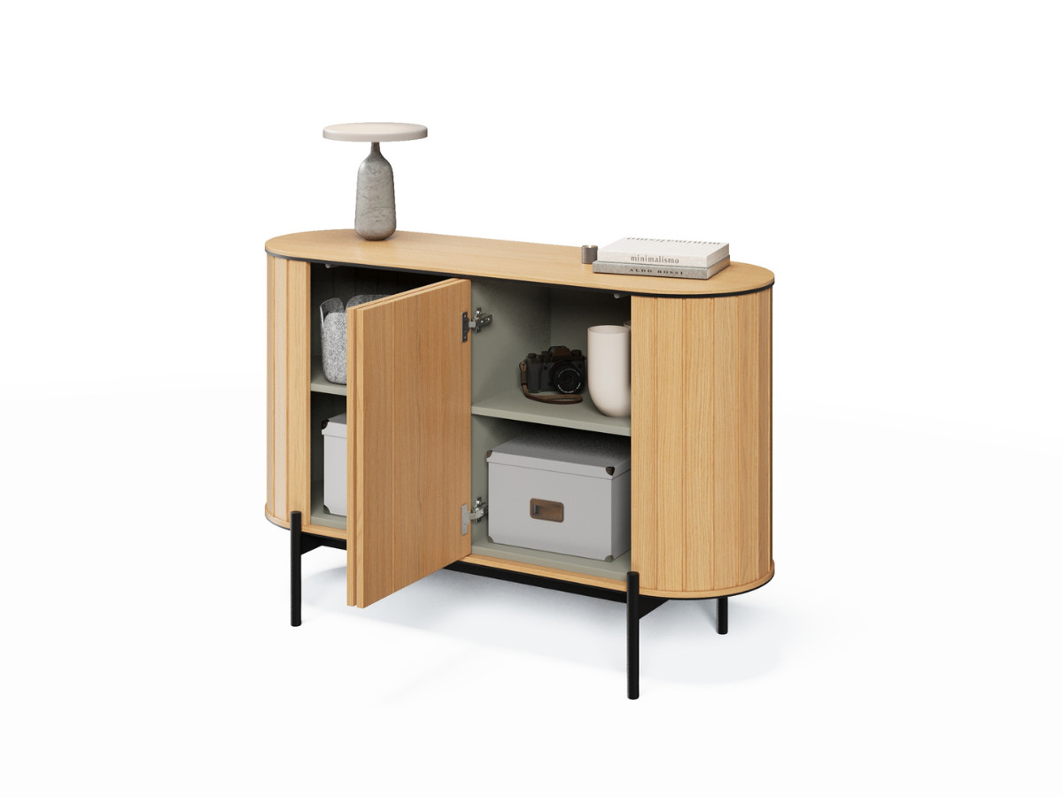 Ensemble AMBOISE avec buffet arrondi 124 cm + meuble TV 168 cm couleur chêne