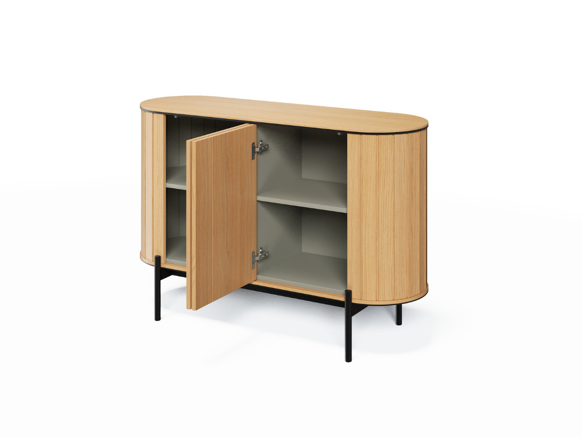 AMBOISE set met 124 cm afgerond dressoir + 168 cm eikenhouten tv-kast