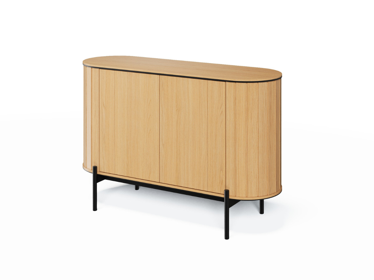 Ensemble AMBOISE avec buffet arrondi 124 cm + meuble TV 168 cm couleur chêne