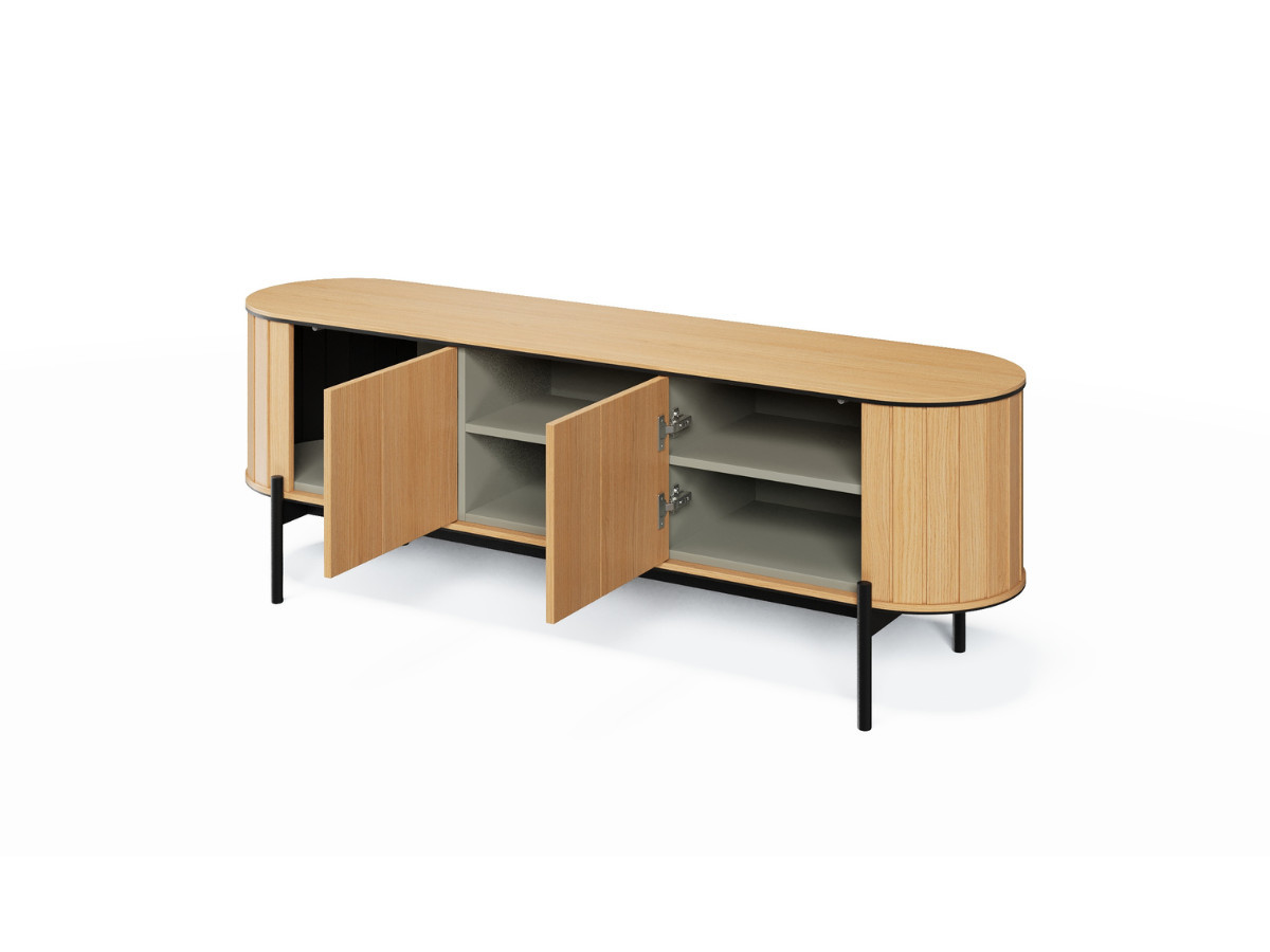 Ensemble AMBOISE avec buffet arrondi 124 cm + meuble TV 168 cm couleur chêne