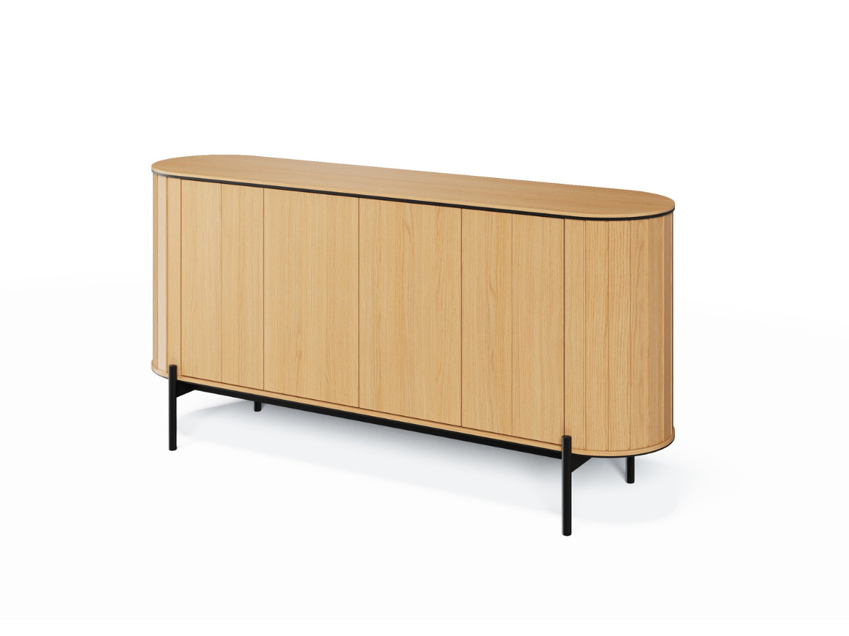 Ensemble AMBOISE avec buffet arrondi 168 cm + meuble TV 168 cm + 2 tables basses couleur chêne