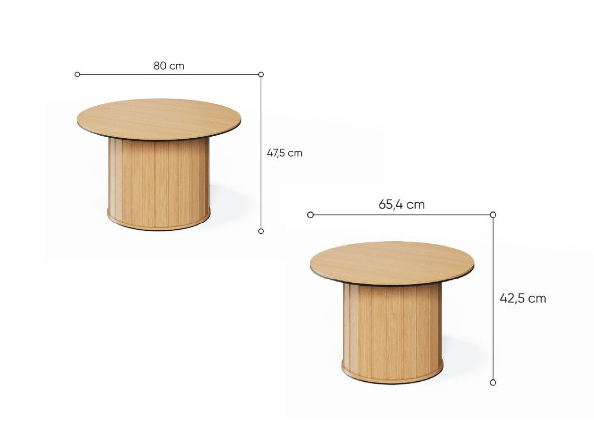 Ensemble AMBOISE avec buffet arrondi 168 cm + meuble TV 168 cm + 2 tables basses couleur chêne