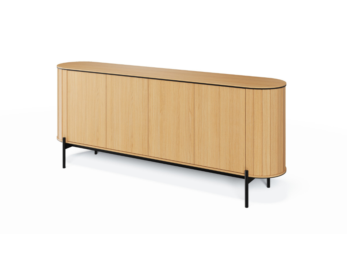 Ensemble AMBOISE avec buffet arrondi 200 cm + meuble TV 200 cm + 2 tables basses couleur chêne