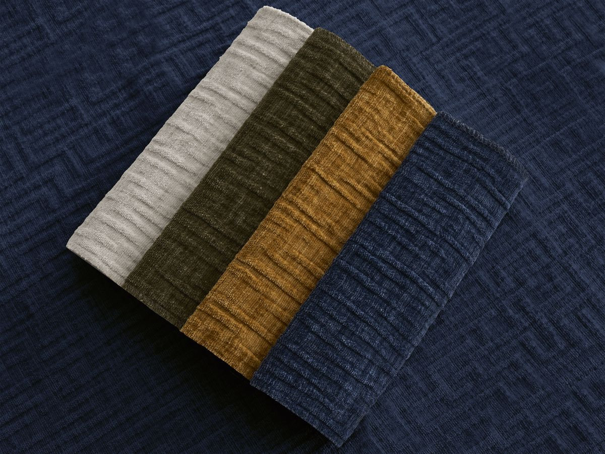 LIAM set met bed + 2 nachtkastjes in structuurstof