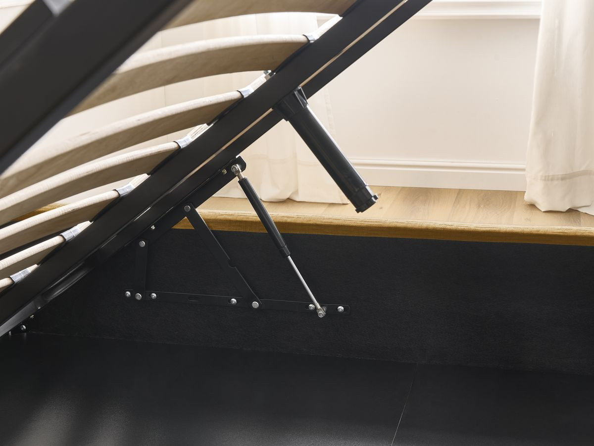 LIAM set met bed + 2 nachtkastjes in structuurstof