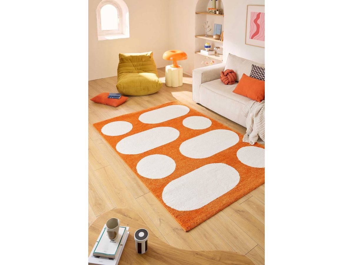 DANNY langpolig vloerkleed met retropatroon