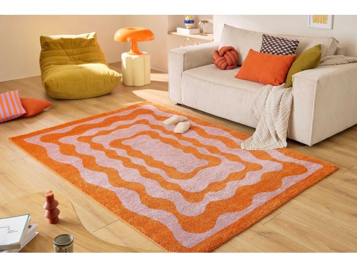 Tapis poils longs LAURIE motif abstrait